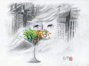詩圖兩幅：陌生城訪久別的老朋友、高空走索